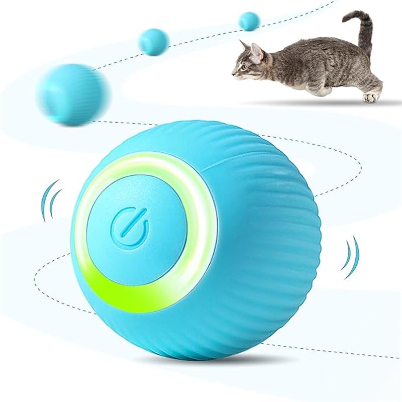 Interactive Cat Toy Ball blue - auto-moving rechargeable