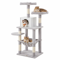 Cat Tree 33 inch light gray - multi-level with condo, hammock and scratching posts