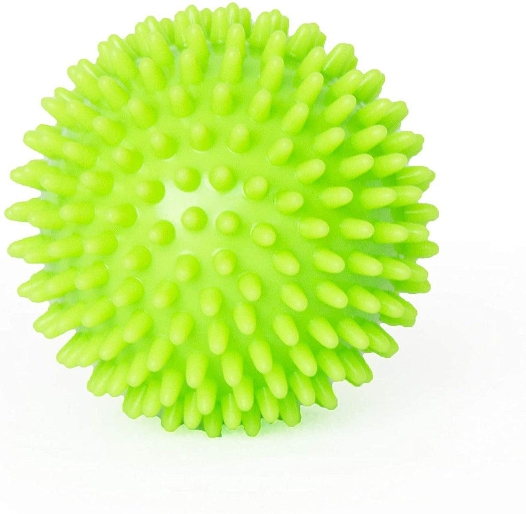 Spiky rubber dog ball green - durable teeth cleaning toy